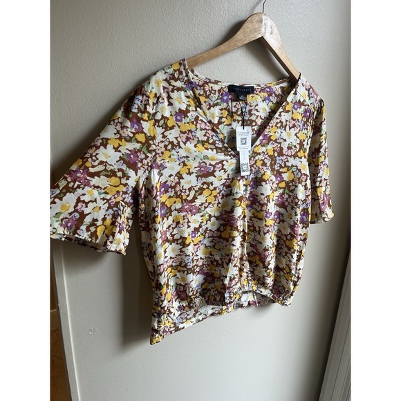 Sanctuary Floral Short Sleeve Shirt Size XS - Picture 3 of 7